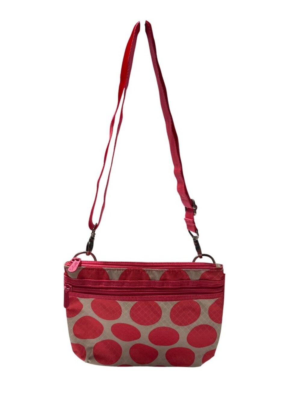 THIRTY-ONE 31 Crossbody Purse Retro Metro Pink White Polka Dot Bag